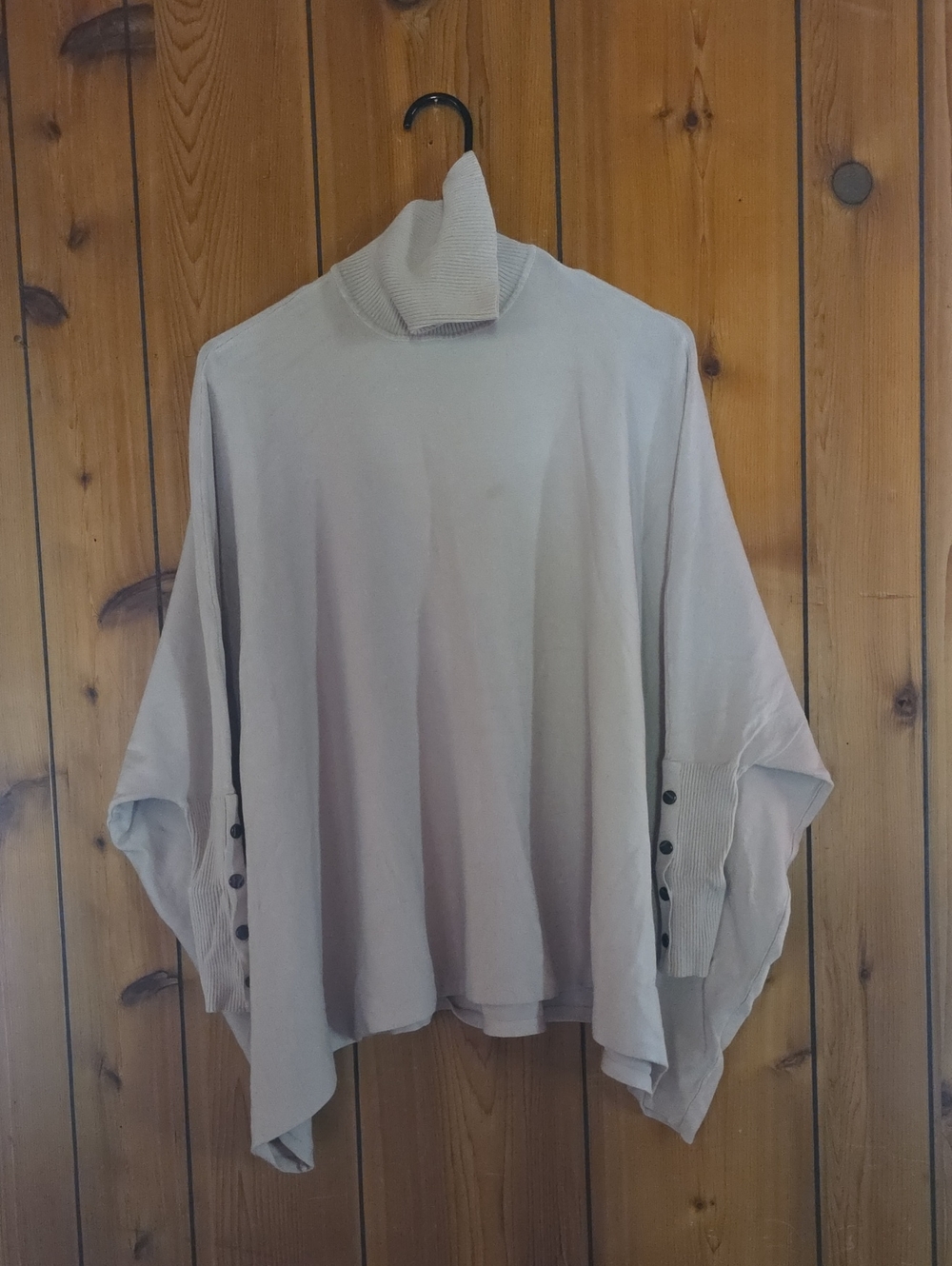 Alfani Light Beige Cowl Neck Draped Sweater